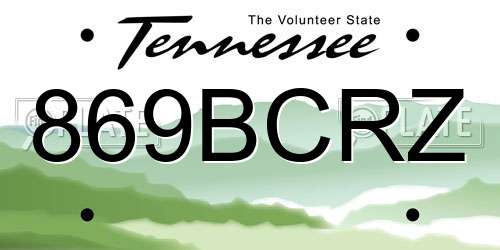 869BCRZ Tennessee License Plate