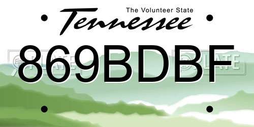 869BDBF Tennessee License Plate