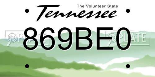 869BE0 Tennessee License Plate