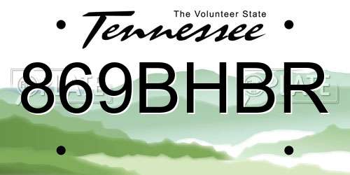869BHBR Tennessee License Plate