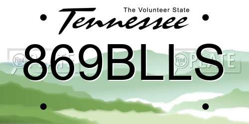 869BLLS Tennessee License Plate