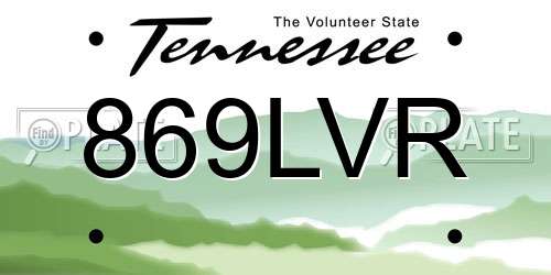869LVR Tennessee License Plate