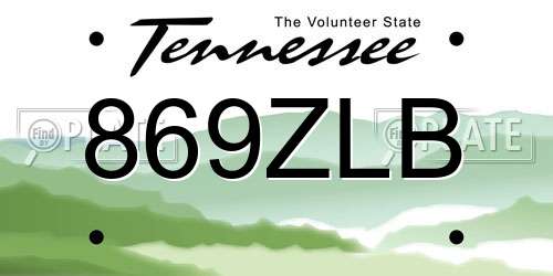 869ZLB Tennessee License Plate