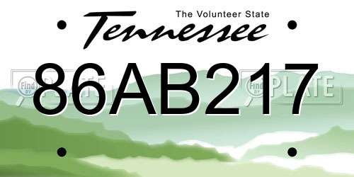 86AB217 Tennessee License Plate