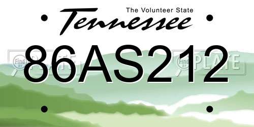 86AS212 Tennessee License Plate