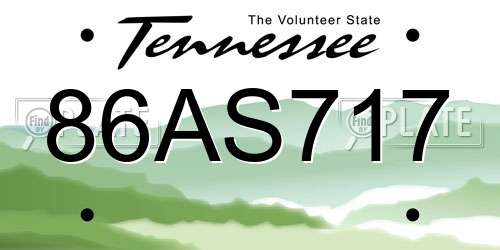 86AS717 Tennessee License Plate