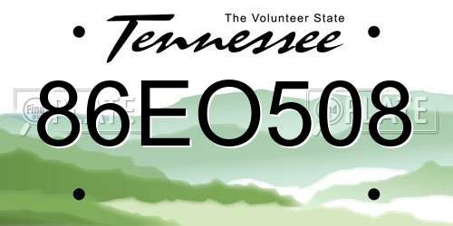 86EO508 Tennessee License Plate