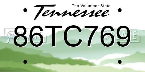 86TC769 Tennessee License Plate