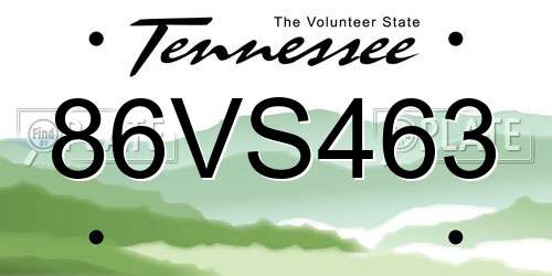 86VS463 Tennessee License Plate