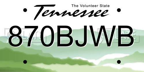 870BJWB Tennessee License Plate