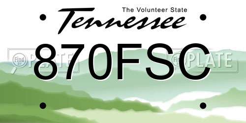 870FSC Tennessee License Plate