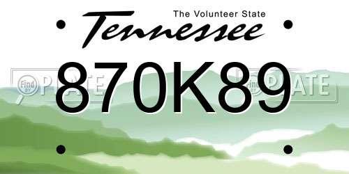 870K89 Tennessee License Plate