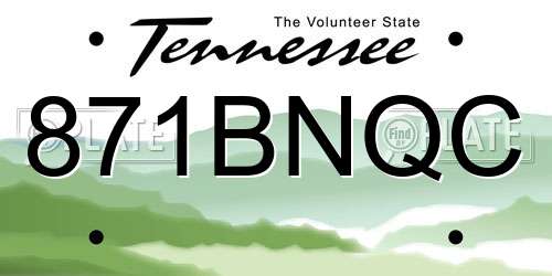 871BNQC Tennessee License Plate