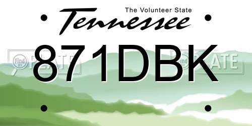871DBK Tennessee License Plate