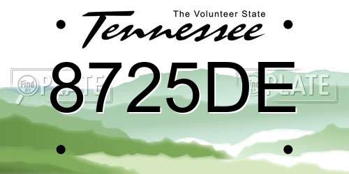 8725DE Tennessee License Plate