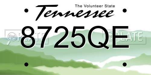 8725QE Tennessee License Plate