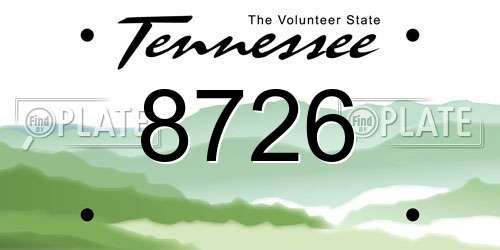 8726 Tennessee License Plate