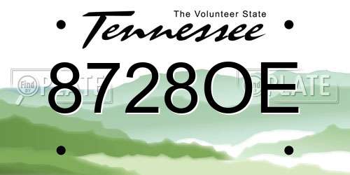 8728OE Tennessee License Plate