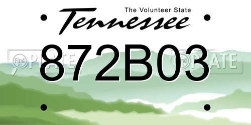 872B03 Tennessee License Plate