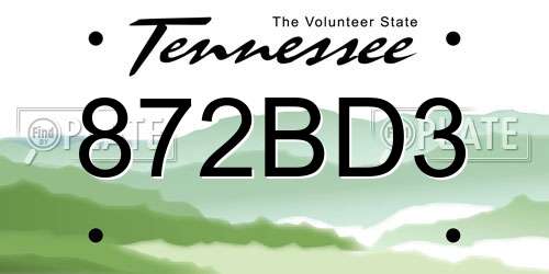 872BD3 Tennessee License Plate