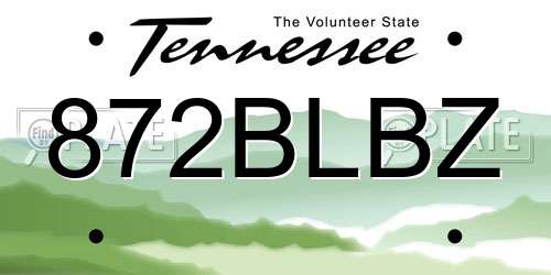 872BLBZ Tennessee License Plate