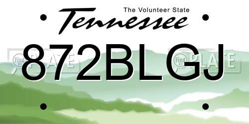 872BLGJ Tennessee License Plate