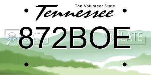 872BOE Tennessee License Plate