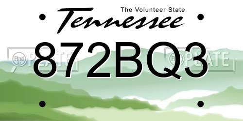 872BQ3 Tennessee License Plate