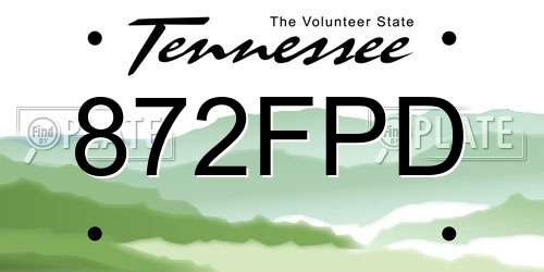 872FPD Tennessee License Plate
