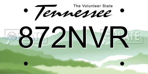 872NVR Tennessee License Plate