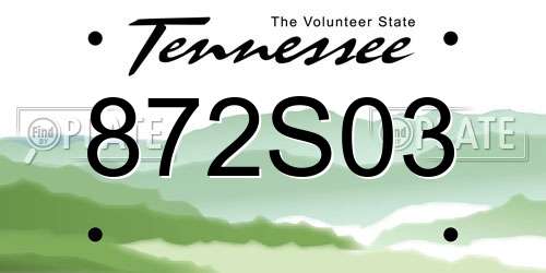 872S03 Tennessee License Plate
