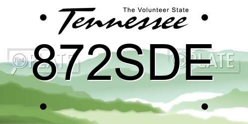 872SDE Tennessee License Plate