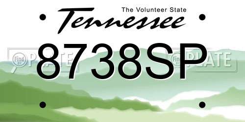 8738SP Tennessee License Plate