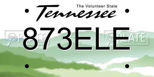 873ELE Tennessee License Plate