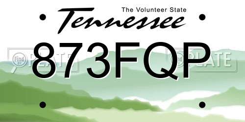 873FQP Tennessee License Plate