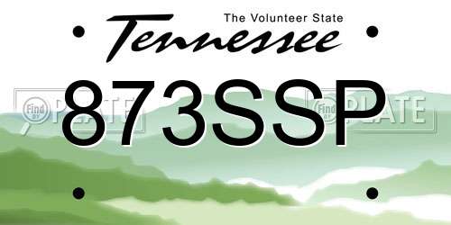 873SSP Tennessee License Plate