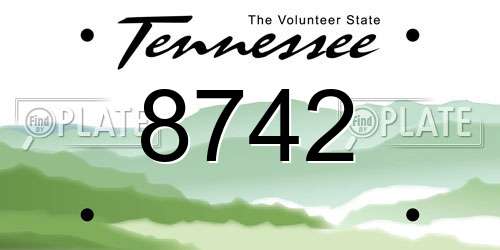 8742 Tennessee License Plate