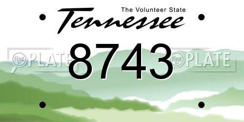 8743 Tennessee License Plate