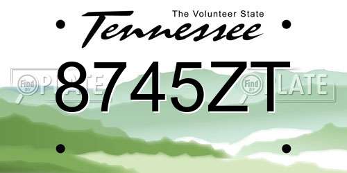 8745ZT Tennessee License Plate