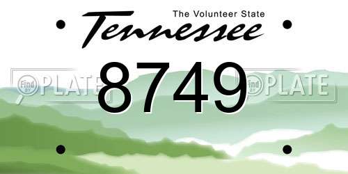8749 Tennessee License Plate