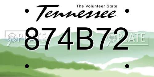 874B72 Tennessee License Plate