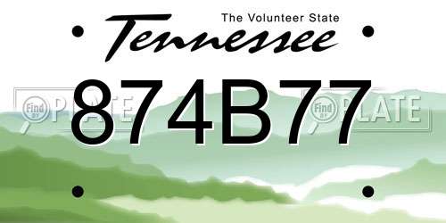 874B77 Tennessee License Plate