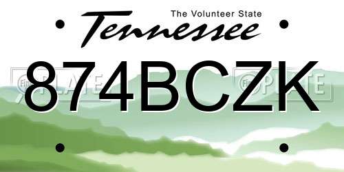874BCZK Tennessee License Plate