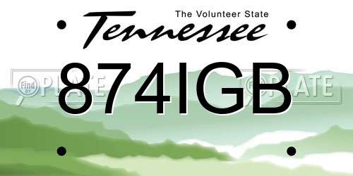 874IGB Tennessee License Plate
