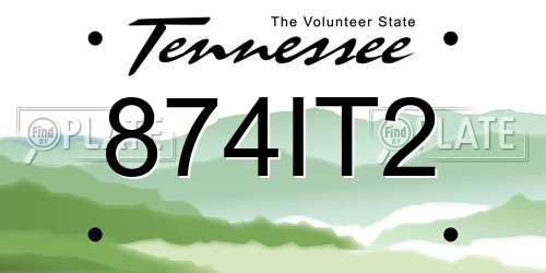 874IT2 Tennessee License Plate