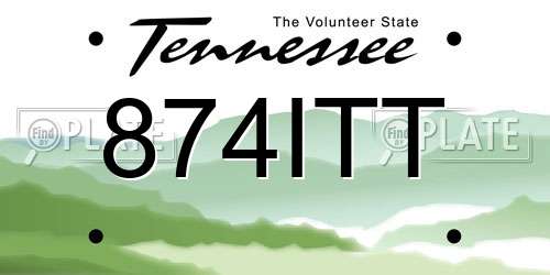 874ITT Tennessee License Plate