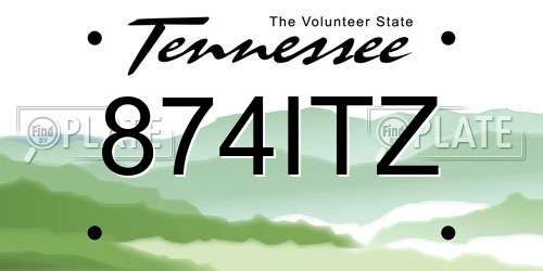 874ITZ Tennessee License Plate