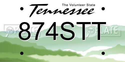 874STT Tennessee License Plate