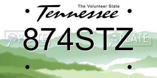 874STZ Tennessee License Plate