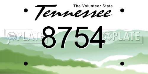 8754 Tennessee License Plate